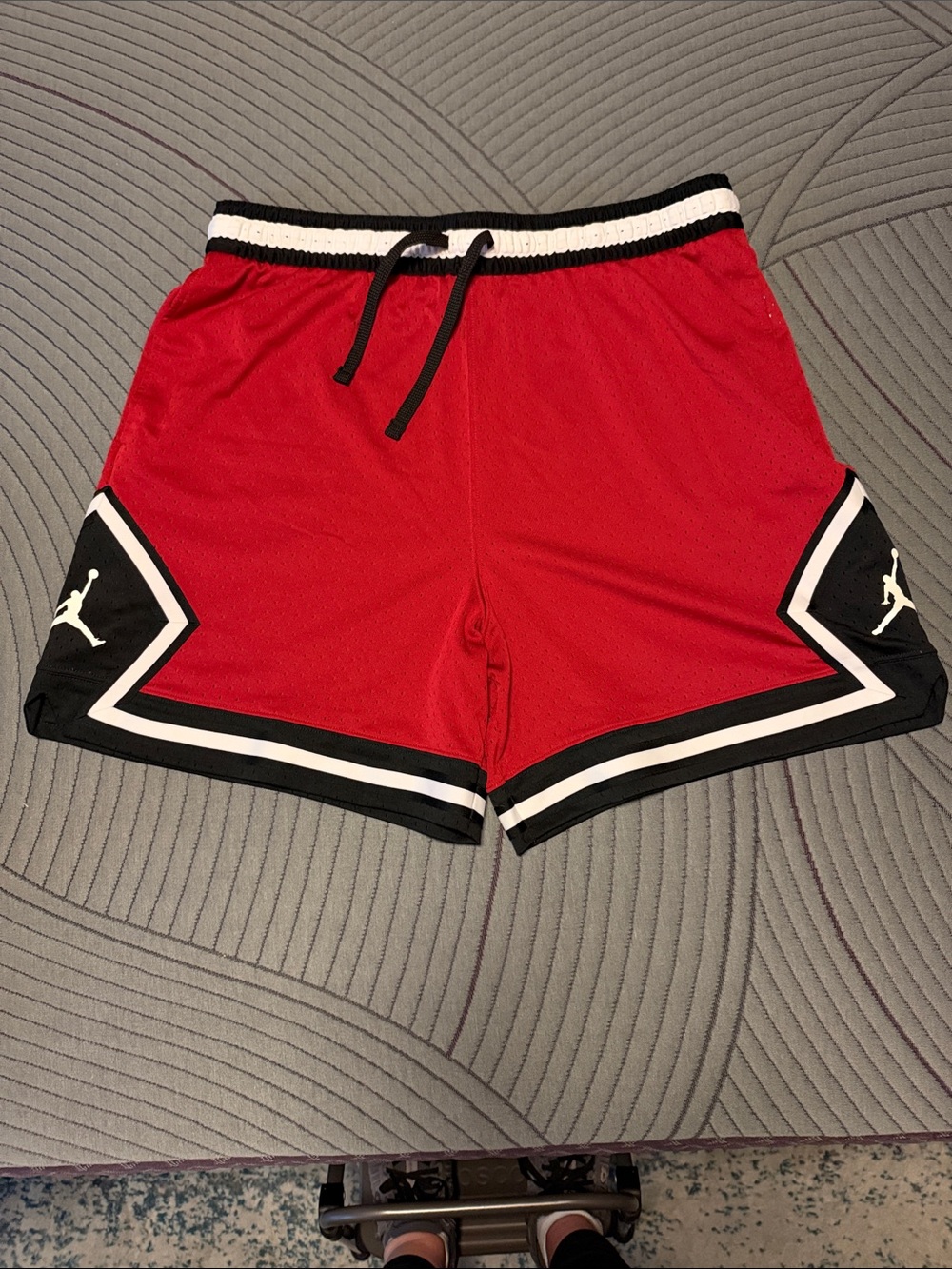 Jordan Red Athletic Basketball Shorts with Black & White Trim